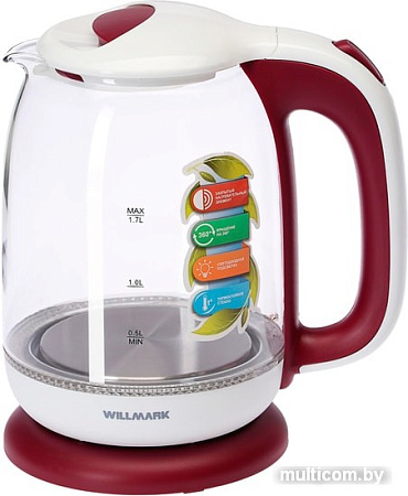 Электрочайник Willmark WEK-1704G (белый/красный)