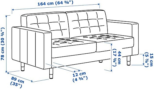 Диван Ikea Ландскруна 992.702.72 (бумстад золотисто-коричневый/металл)