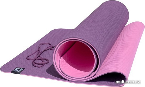 Коврик Original FitTools FT-YGM6-2TPE-4 (бордовый/розовый)
