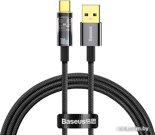 Кабель Baseus Explorer Series Auto Power-Off Fast Charging USB Type-A -USB Type-C (1 м, черный)