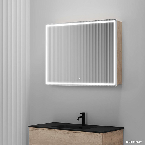Sancos Шкаф с зеркалом Mirror MI100EG (с LED подсветкой, дуб галифакс натуральный)