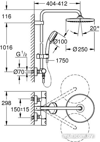 Душевая система Grohe Tempesta Cosmopolitan System 250 26670000