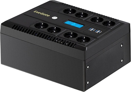 Источник бесперебойного питания ExeGate Neo Smart LHB-800.LCD.AVR.8SH.CH.USB EX293857RUS