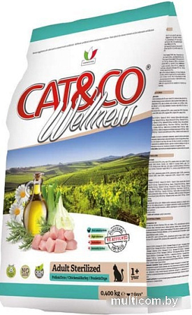 Корм для кошек Adragna Cat&co Wellness Adult Sterilized Chicken&Barley 10 кг