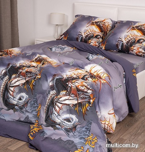 Постельное белье Миланика Год Дракона Евро (бязь)