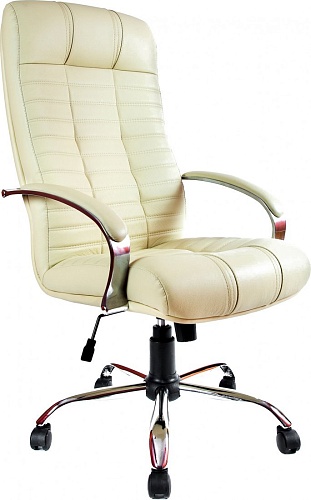 Офисное кресло Деловая обстановка Атлант Хром кожа люкс (бежевый)