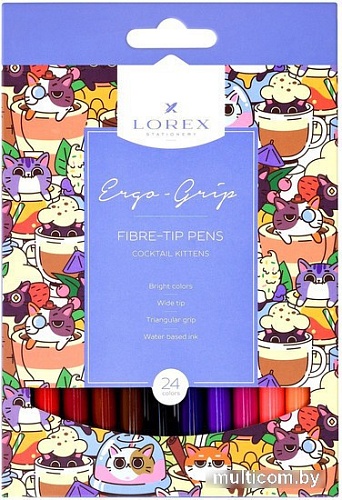 Фломастеры Lorex Ergo-Grip Cocktail Kittens LXFPEG24-CK (24 цв)