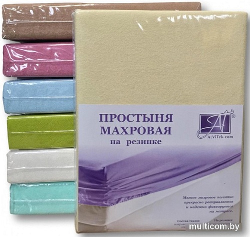 Постельное белье Альвитек Махровая на резинке 180x200x20 ПМР-КРЕМ-180(180) (кремовый)