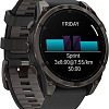 Умные часы Garmin Fenix 8 Sapphire, Titanium 47мм (угольно-черный DLC, пепельно-черный силиконовый ремешок)