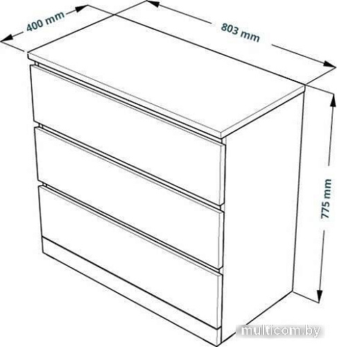 Комод Mio Tesoro Варма 3 (шпон дуб, беленый)