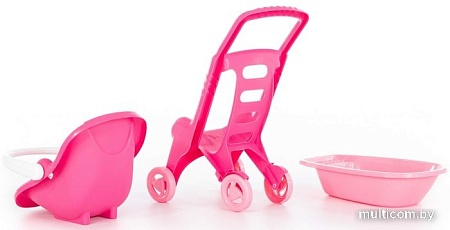 Коляска для кукол Полесье Pink Line 3х1 42842
