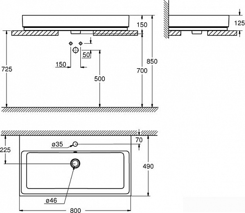 Умывальник Grohe 3947600H с гигиеническим покрытием 80x49