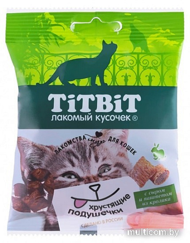 Лакомство для кошек TiTBiT Хрустящие подушечки с сыром и паштетом из кролика 30 г
