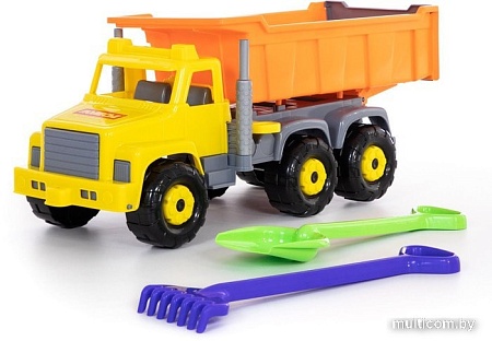 Полесье Супергигант автомобиль-самосвал + лопата и грабли 5557