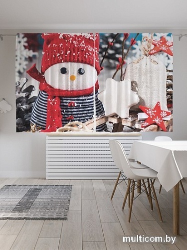 Комплект штор JoyArty Снеговик ручной работы Oxford 1.45x1.8 м pox_380837 (2 шт)