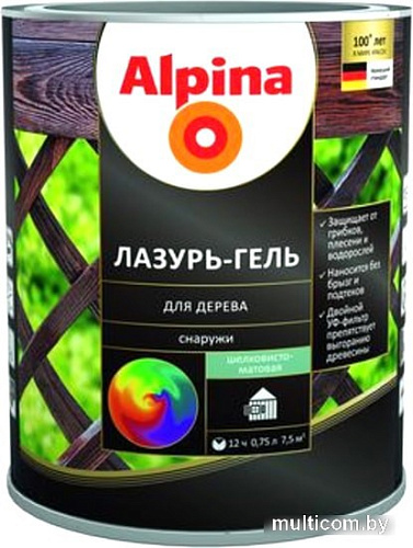 Лазурь Alpina Лазурь-гель для дерева снаружи (рябина, 0.75 л)