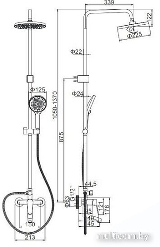Душевая система Ledeme H61B L2461B