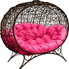 Садовый диван M-Group Улей на ножках 11220208 (коричневый ротанг/розовая подушка)