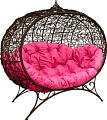Садовый диван M-Group Улей на ножках 11220208 (коричневый ротанг/розовая подушка)