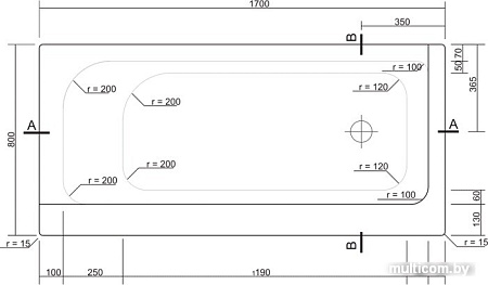 Ванна Cersanit Smart 170x80 R [S301-116]