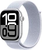 Умные часы Apple Watch Series 10 46 мм (алюминиевый корпус, серебристый/голубой, нейлоновый ремешок)