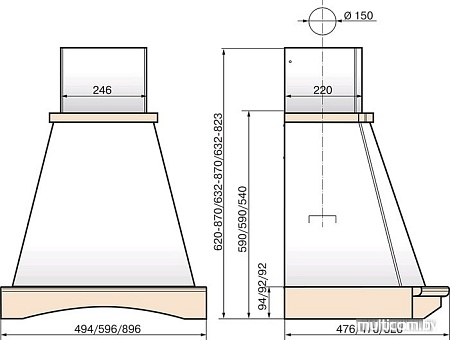 Кухонная вытяжка Elikor Ротонда 50П-650-П3Л (бежевый/бук орех)