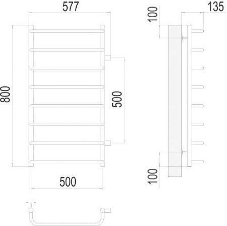 Полотенцесушитель TERMINUS Стандарт П8 500x800 бп 500