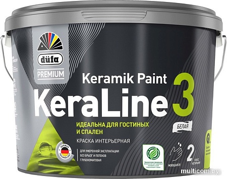 Краска Dufa ВД KeraLine 3 (9 л, белый)