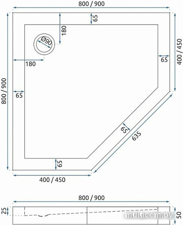 Душевой поддон Rea Diamond 80x80 (белый)