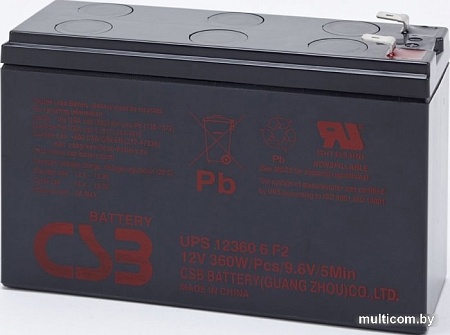 Аккумулятор для ИБП CSB HRL UPS 12360 6 F2F1 Slim (12В/7.5А·ч)