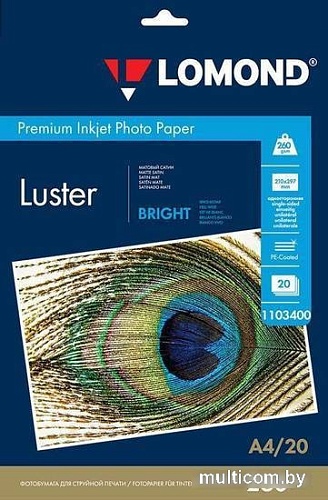 Фотобумага Lomond Bright Luste A4 260 г/м2 20 л 1103400