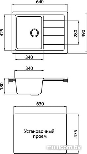 Кухонная мойка Granicom G016 (сахара)