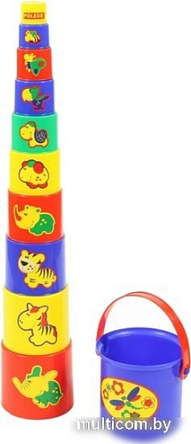 Пирамидка Полесье Занимательная пирамидка 3 (11 элементов, в сеточке)