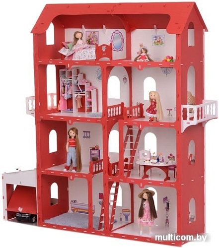 Krasatoys Коттедж Александра с мебелью 000252 (белый/красный)