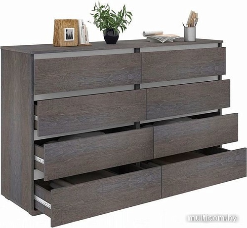 Комод Кортекс-мебель Бари 160 8ш (береза/береза/белый)