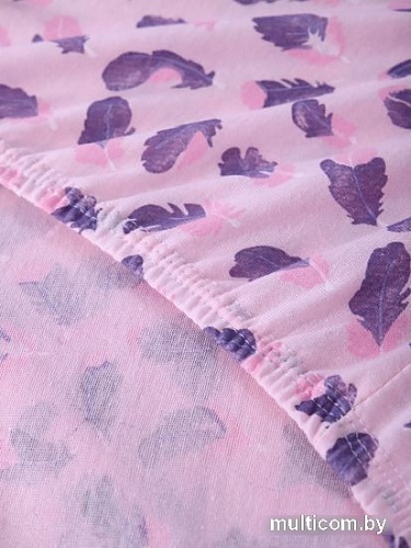 Постельное белье Luxsonia Трикотаж на резинке 120x200 3366 (перышки розовый)