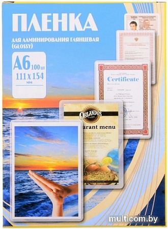 Пленка для ламинирования Office-Kit глянцевая A6 80 мкм 100 шт PLP111*154/80