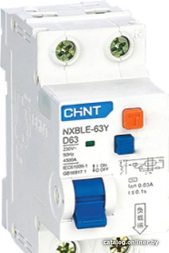 Дифференциальный автомат Chint NXBLE-63Y 1P+N 16А 10mA AС С 4.5kA 105524