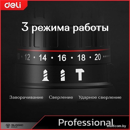 Ударная дрель-шуруповерт Deli DE-CZ20-2D2 (с 2-мя АКБ, сумка)