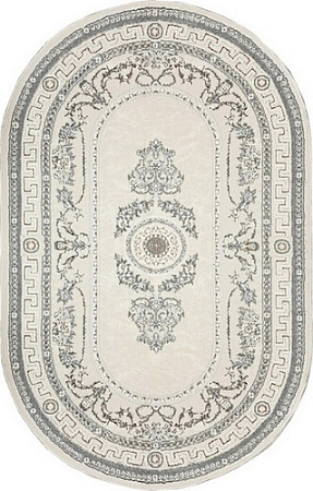 Ковер для жилой комнаты Bossan Rome 1754A-KGRI-BEJ-OVAL 1.4x2 м