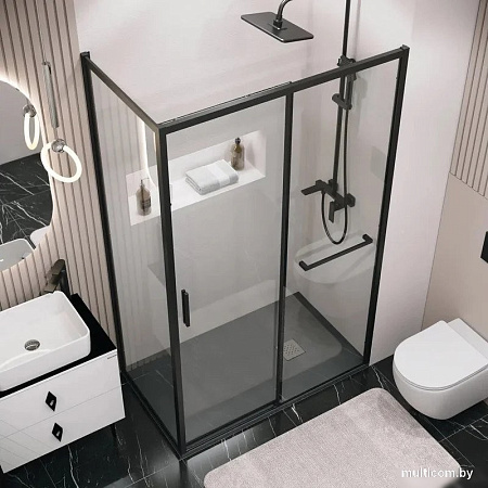 Душевая стенка Grossman Style 90x195 200.K33.05.90.21.00 (черный матовый, стекло прозрачное)