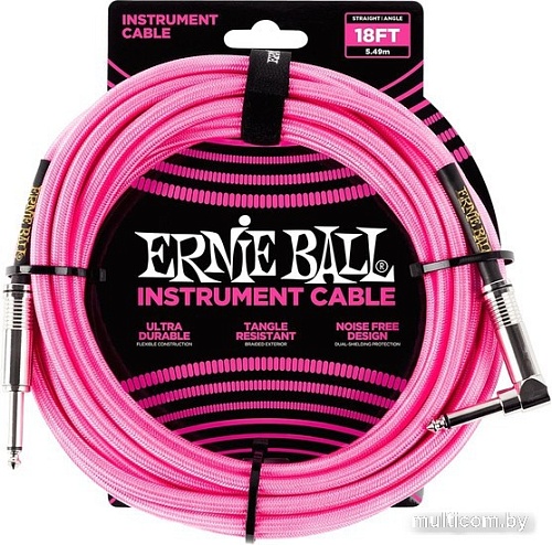 Гитарный кабель Ernie Ball P06083 6.3 мм - 6.3 мм (5.49 м, неоновый розовый)