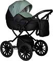 Универсальная коляска Indigo Mio ECO Plus 14" (2 в 1, 05/черная кожа+шалфей кожа)