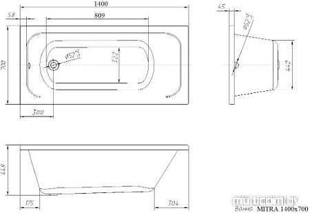 Ванна Ventospa Mitra 140x70
