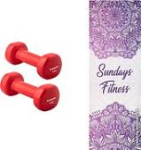 Набор для йоги Sundays Fitness Гантель IR92005 2x1кг + Коврик Niagara IR97567 (красный)