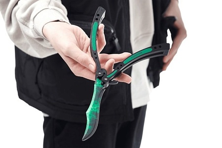 Модель ножа VozWooden Бабочка Волны Изумруд 1001-0102