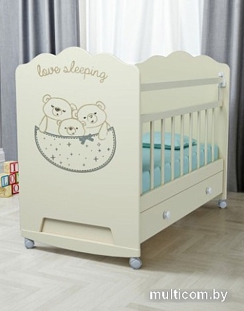 Классическая детская кроватка VDK Love Sleeping маятник с ящиком (слоновая кость)