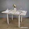 Кухонный стол Рамзес Ломберный 60х80/120 (лофт белый/ноги конус белые)