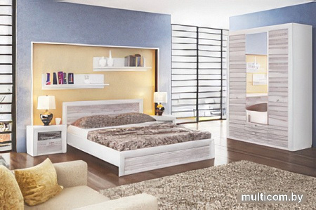 Кровать Anrex Olivia 140x200 с ПМ (вудлайн кремовый/дуб анкона)