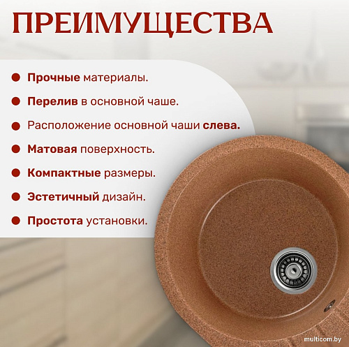 Кухонная мойка Saniteco Pura (терракот)